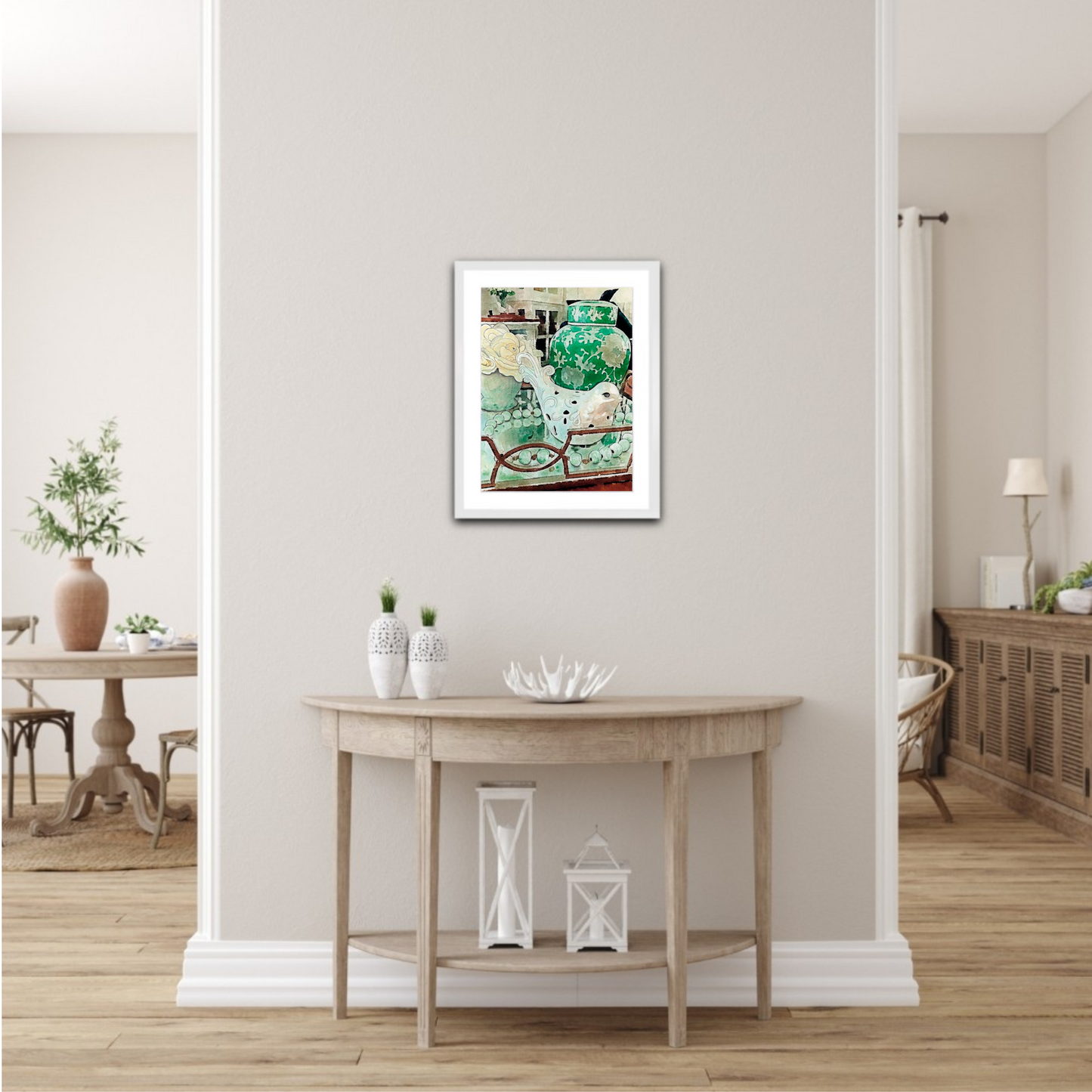 Green Ginger Jar and White Dove