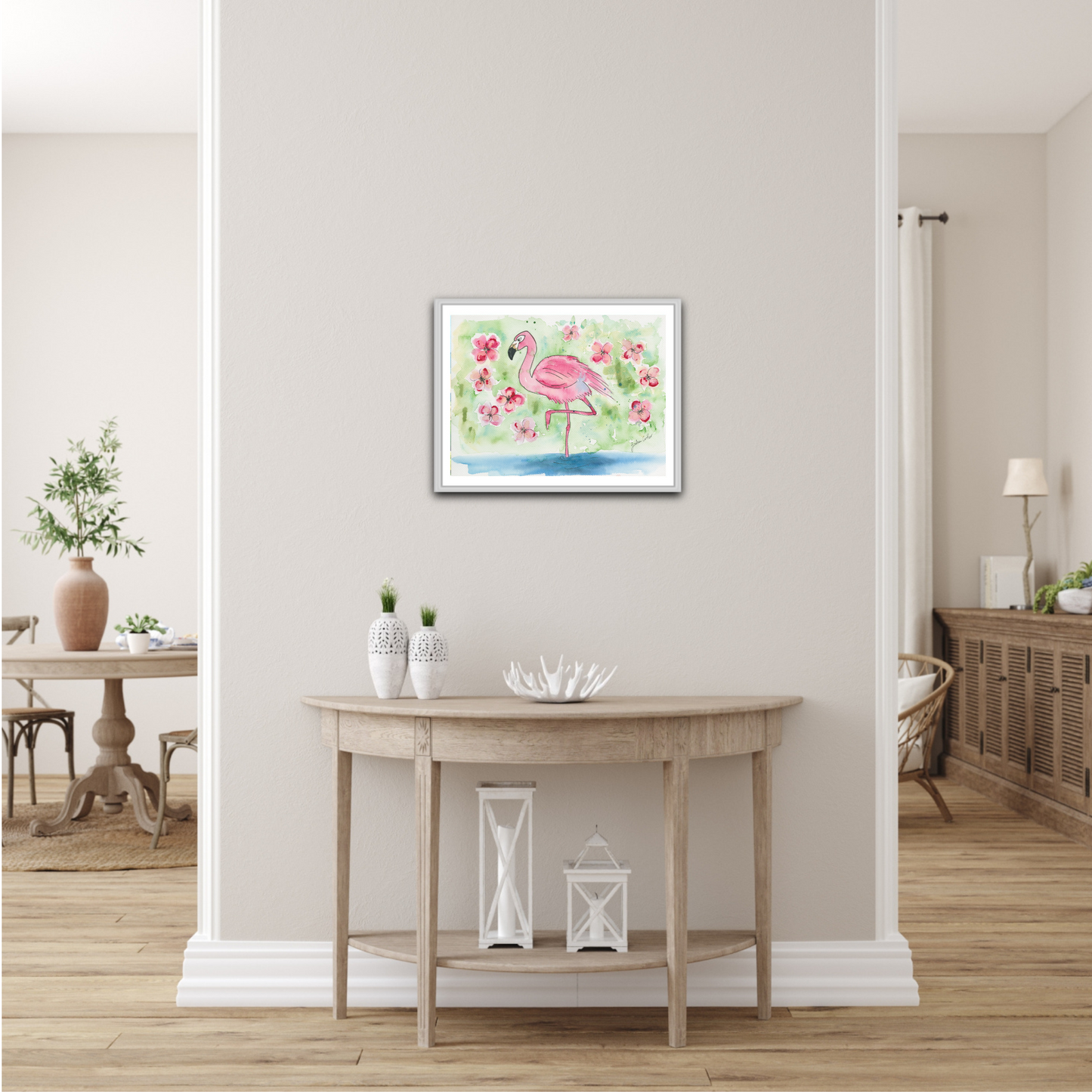 Flamingo and Frangipani