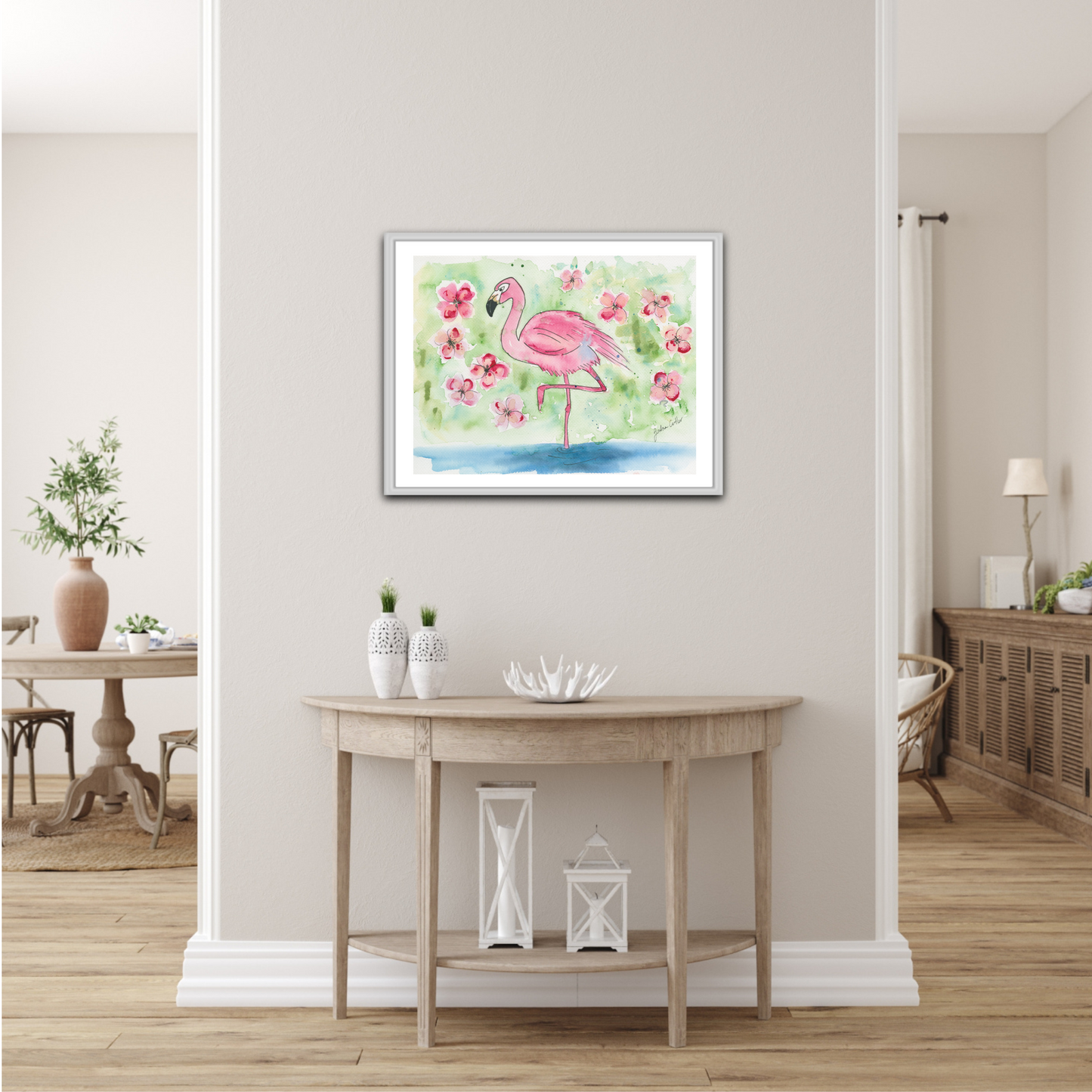 Flamingo and Frangipani