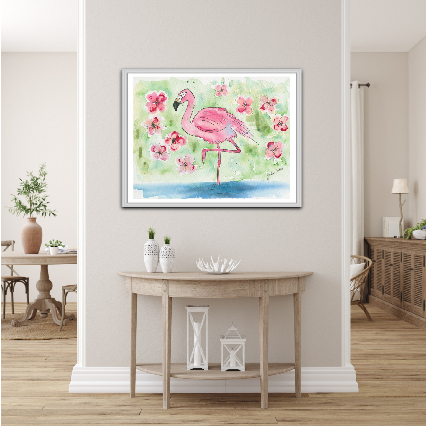 Flamingo and Frangipani